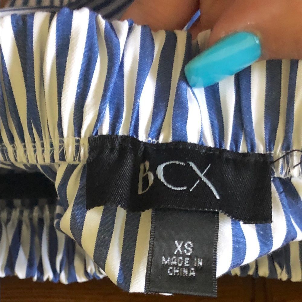 BCX Blue Striped Off The Shoulder Blouse - Picture 3 of 6